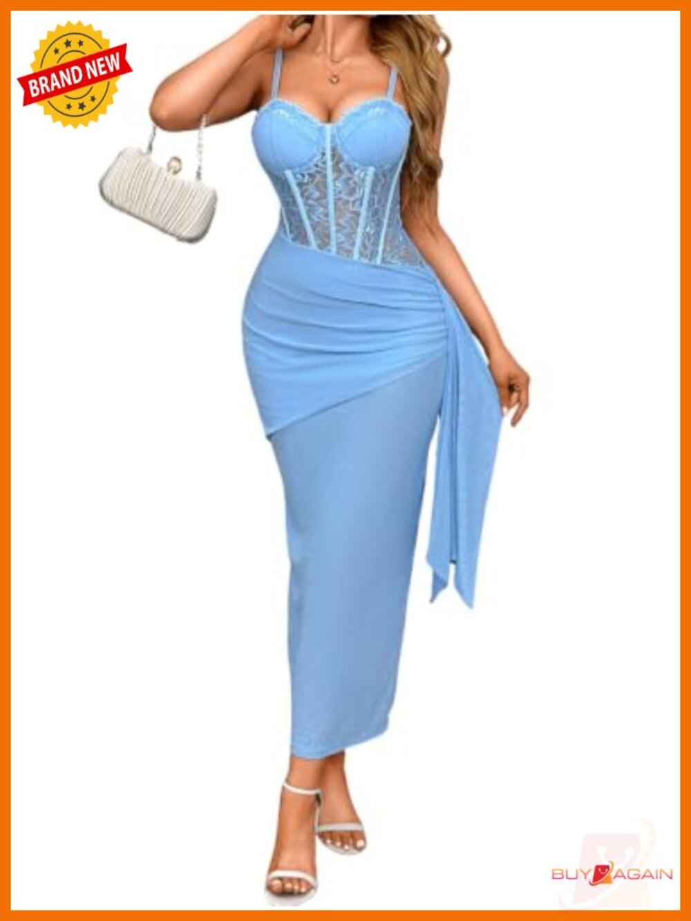 Lace Bustier Maxi Dress Built-in Bra Underwire Bodycon Clubwear